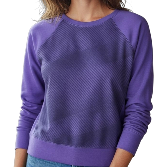 UNDER ARMOUR ColdGear Raglan Scuba Sweatshirt Blue Abstract Women Sz XS Athletic - Picture 1 of 11